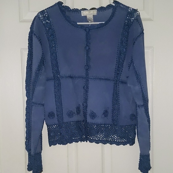 S.M.H. boutique Jackets & Blazers - S.M.H. boutique royal  leather lace jacket Sz M